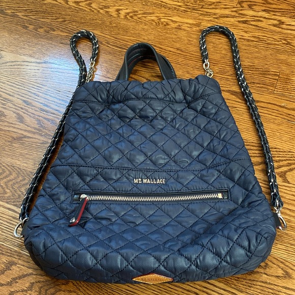 MZ Wallace Blue Like- New Backpack with leather handles. Inside pockets. - Picture 4 of 7